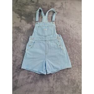 Levi's Sz S Light Blue Denim Short Overalls Premium Two Horse Brand Women's C4